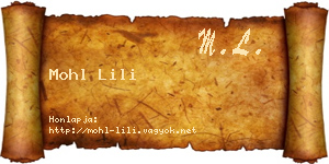 Mohl Lili névjegykártya